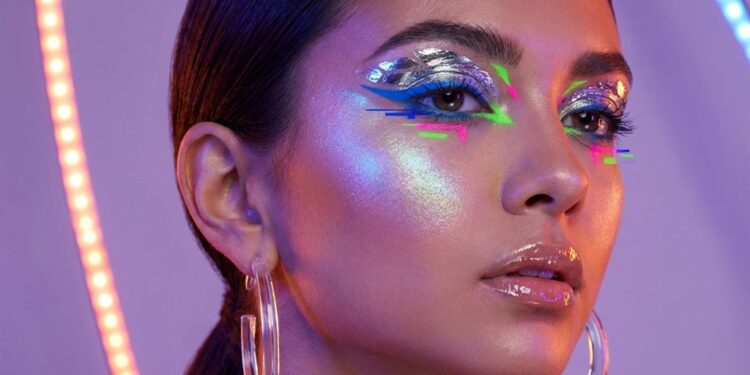 Glitchy Glam Asymmetrical Makeup Trend